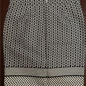 J. Crew Black and White Geometric Pencil Skirt
